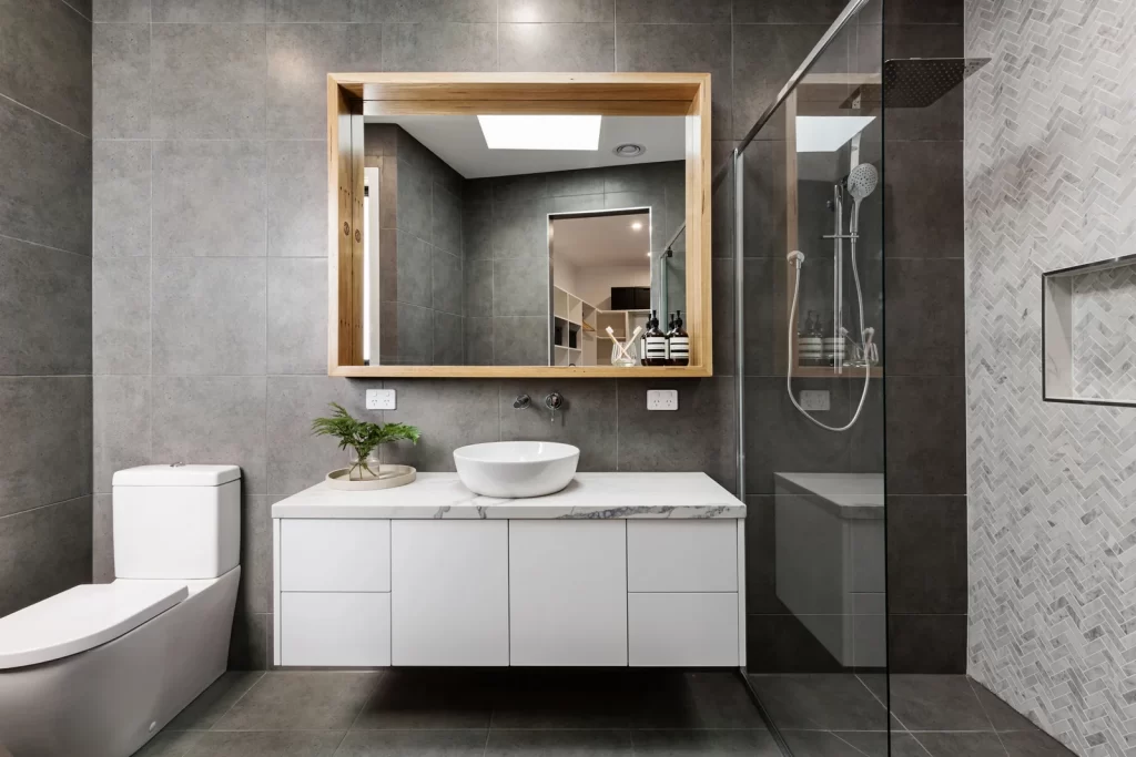 Modern designer bathroom renovation in Vancouver