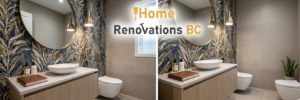 Bathroom renovation Vancouver modern powder room with stylish vanity and lighting