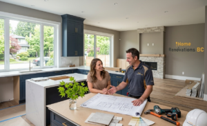 Home renovations Vancouver contractor discussing modern luxury remodel with homeowner.