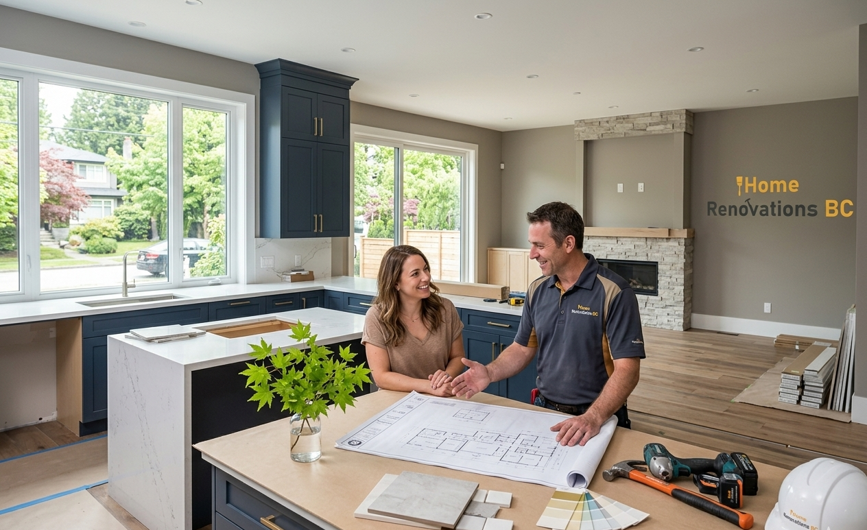 Home renovations Vancouver contractor discussing modern luxury remodel with homeowner.