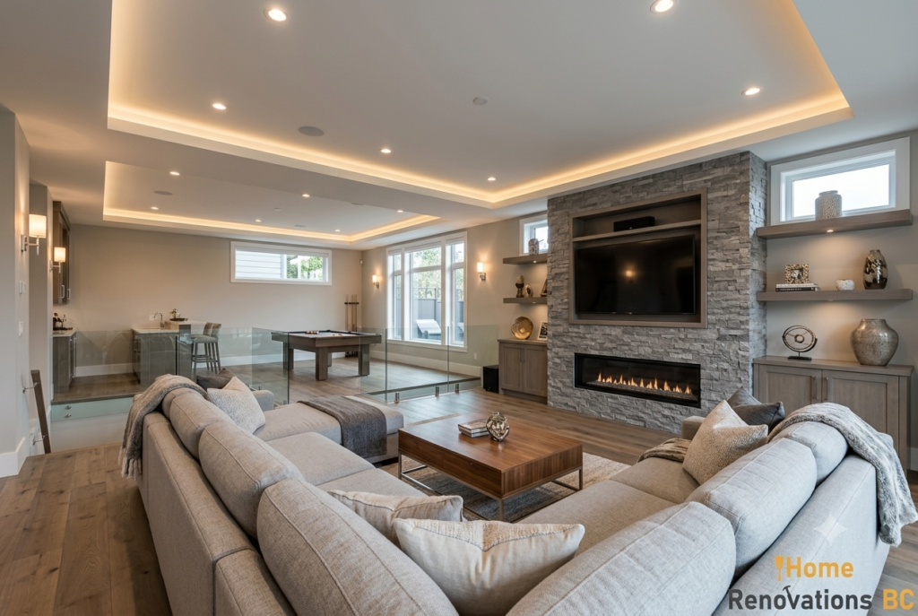 Modern luxury basement renovation in Vancouver