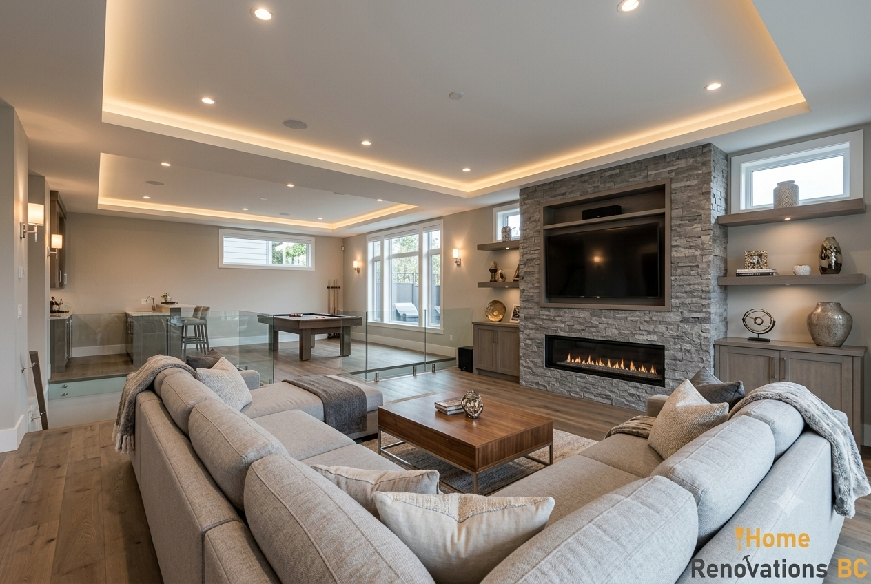 Modern luxury basement renovation in Vancouver